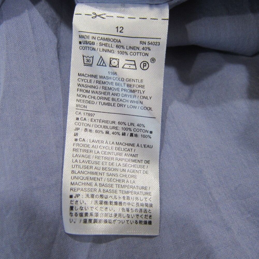 Banana Republic Blue Striped Chambray Linen Blend Belted Shift Dress Size 12 New - Picture 9 of 10